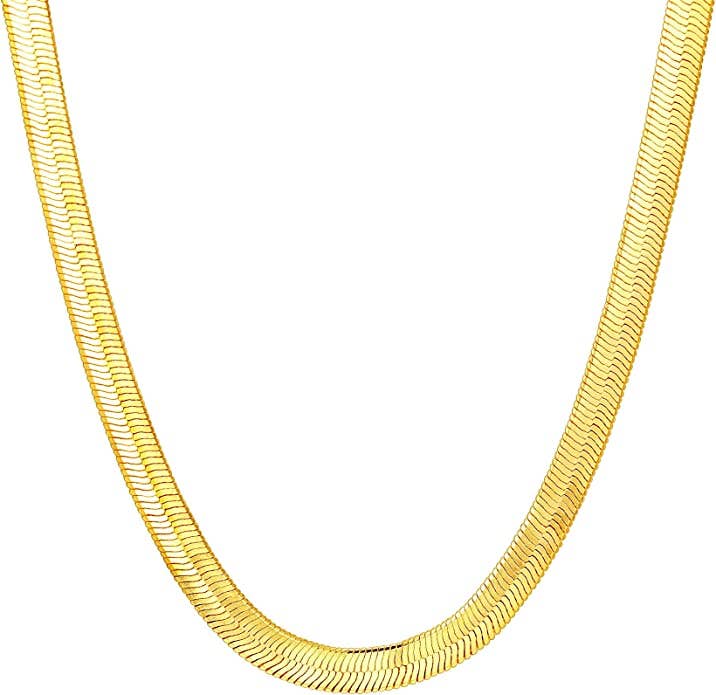 14k Gold Herringbone Chain Necklace