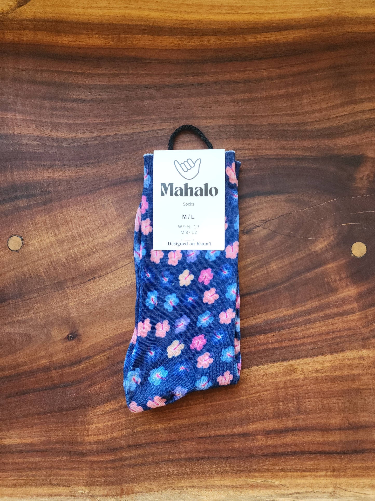 Multi Color Hibiscus Socks- Hawaiian Print - S/M