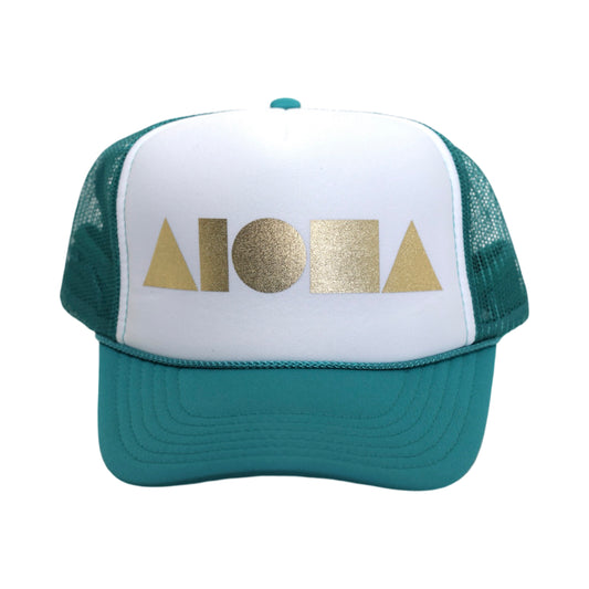 WHITE/TEAL GOLD Adult Trucker