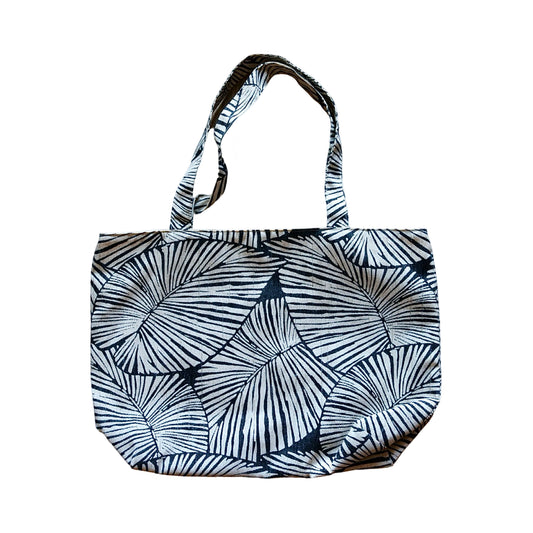 Oneloa CHARCOAL KALO LEAF Canvas Totebag