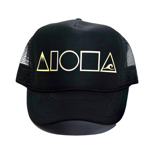 MAUKA TO MAKAI Black/Gold Adult Trucker