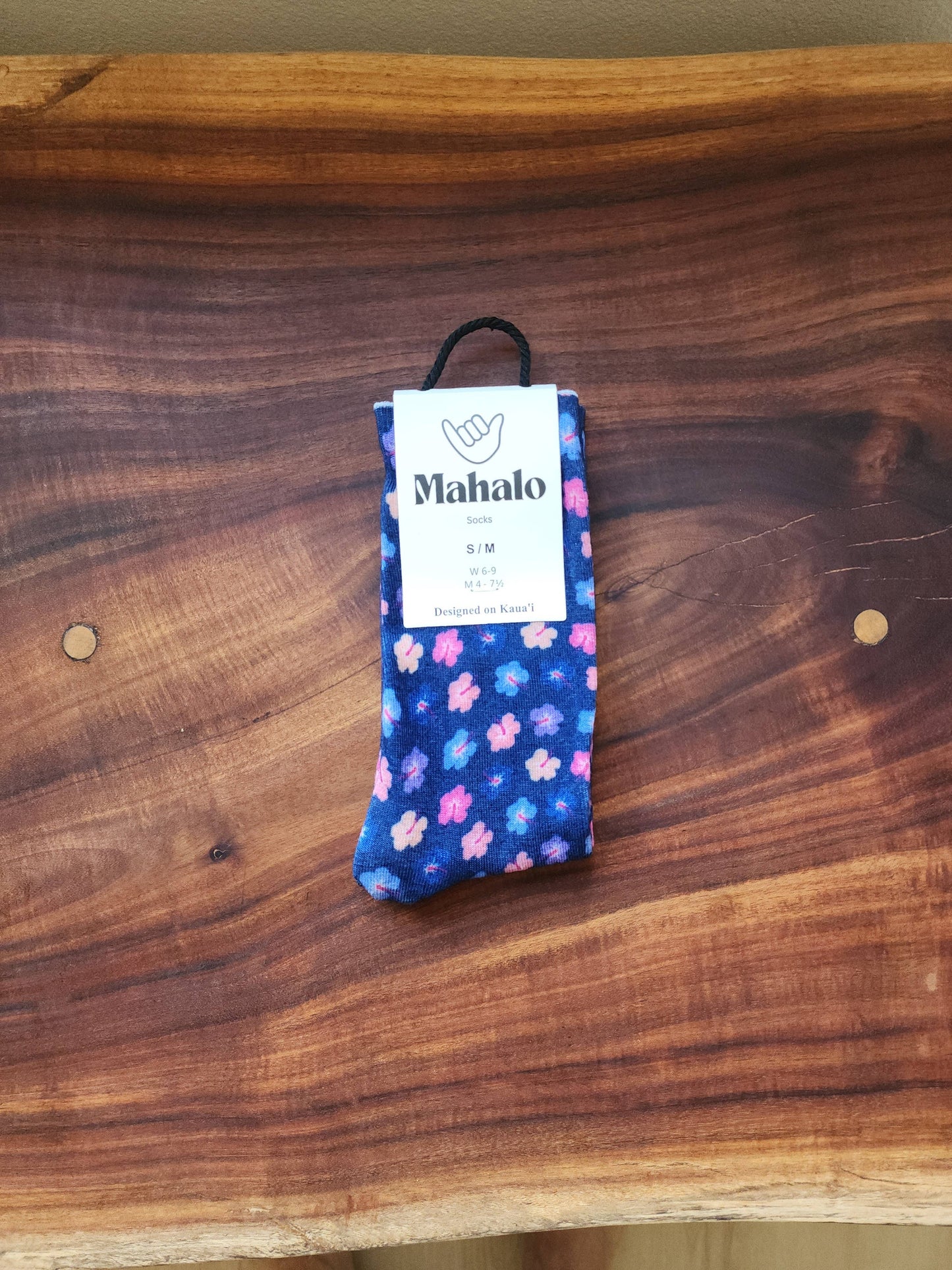 Multi Color Hibiscus Socks- Hawaiian Print - S/M