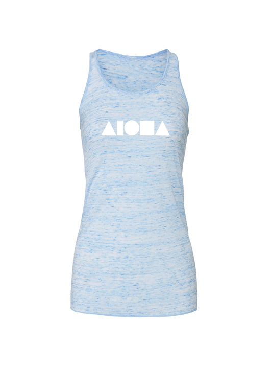 ALOHA SHAPES Racerback Light Blue Marble Tank