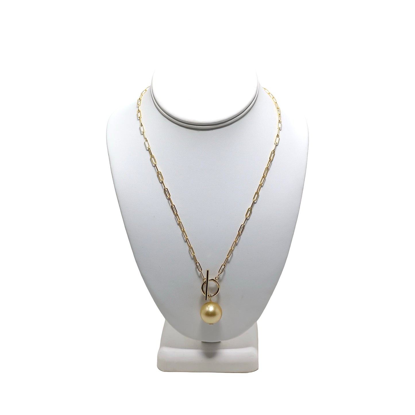 Single Golden South Sea Pearl 18" Gold Necklace