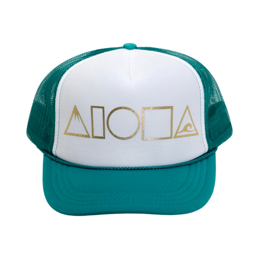 MAUKA TO MAKAI Jade/Gold Youth Trucker