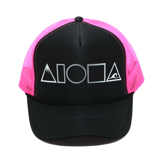 MAUKA TO MAKAI Pink Black/Silver Adult Trucker