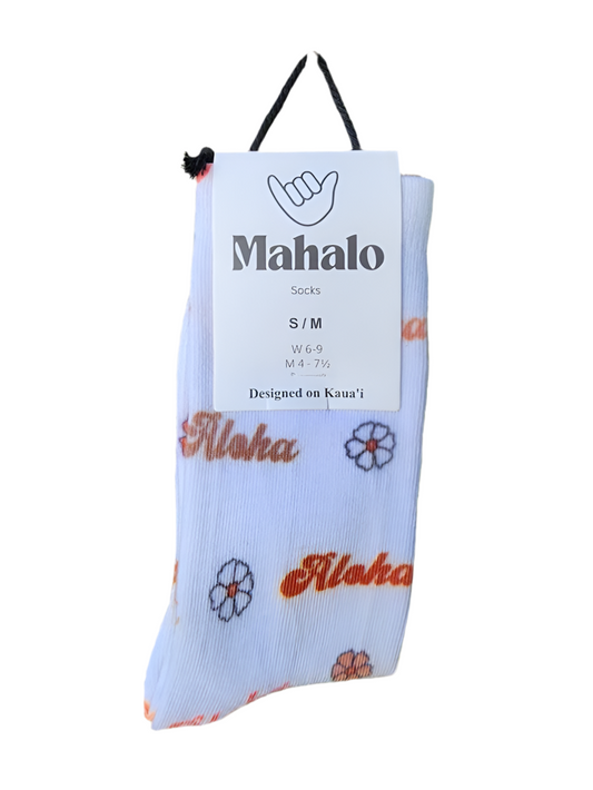 Aloha Flower Socks - Tropical Socks - S/M