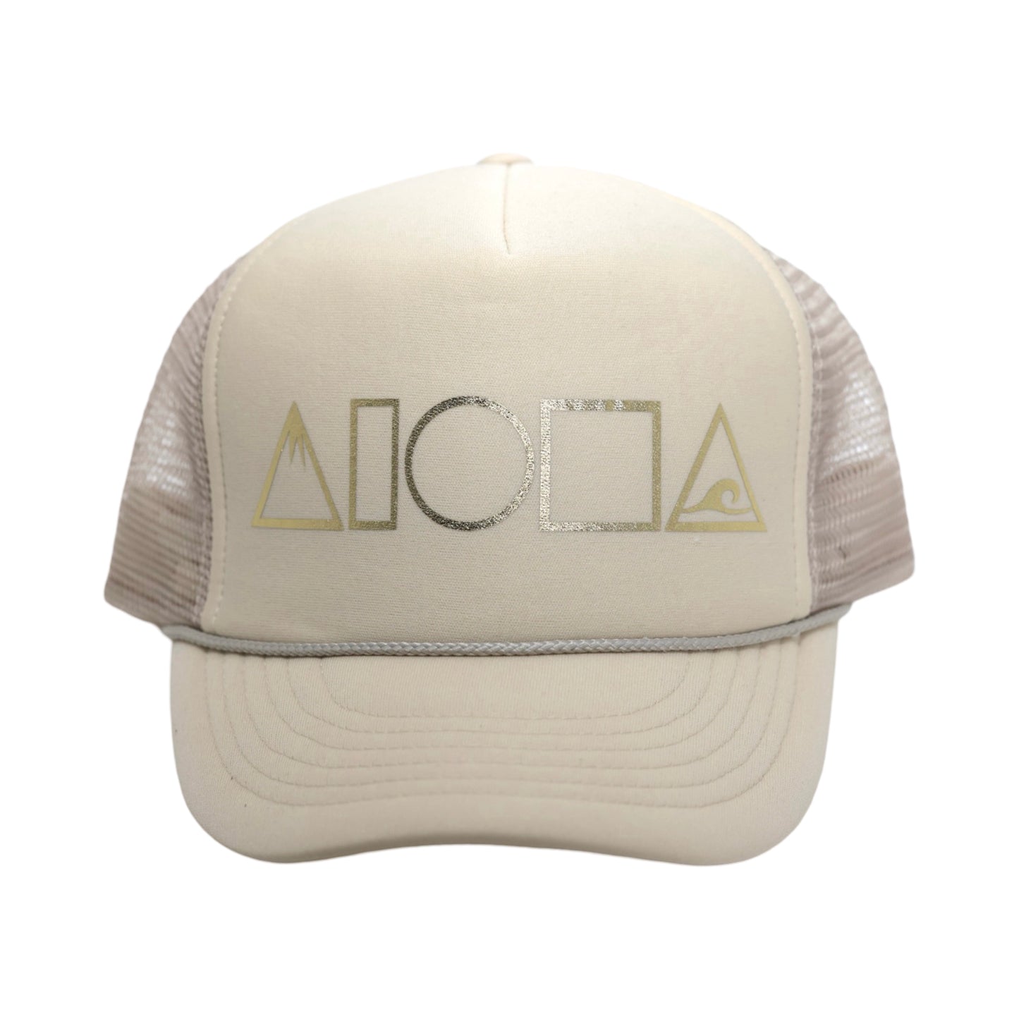 MAUKA TO MAKAI Beige/Gold Adult Trucker