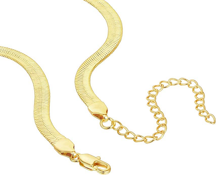 14k Gold Herringbone Chain Necklace