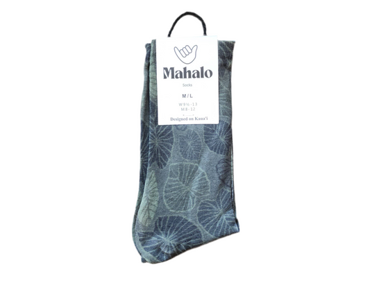 Kalo Taro Leaf Socks - Hawaiian Print Sock - Green leaf: M/L