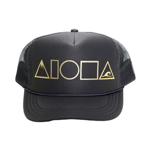 MAUKA TO MAKAI Dark Grey/Gold Youth Trucker