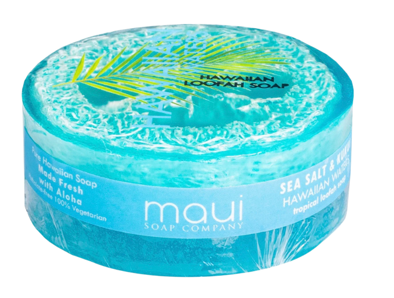 Hawaiian Waters Sea Salt and Kukui Exfoliating Loofah Soap