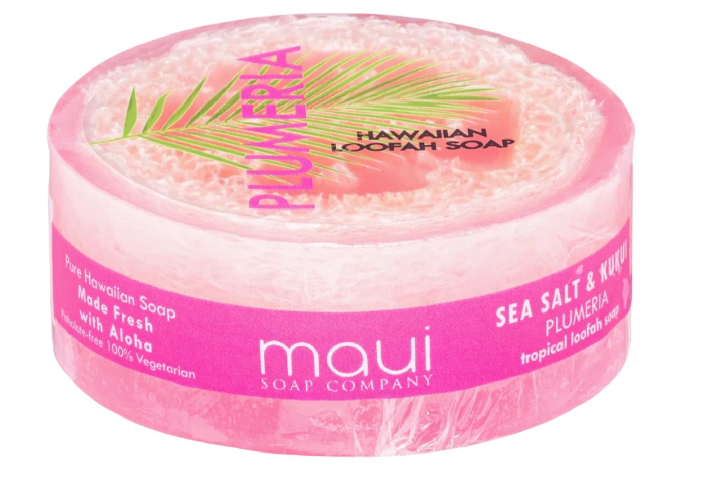 Plumeria Sea Salt and Kukui Exfoliating Loofah Soap