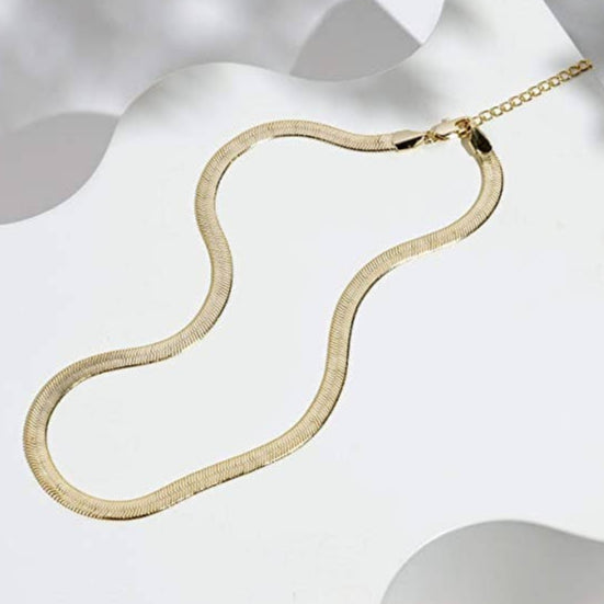 14k Gold Herringbone Chain Necklace