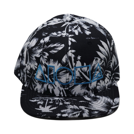 MAUKA TO MAKAI Black and White Palms Adult Snapback