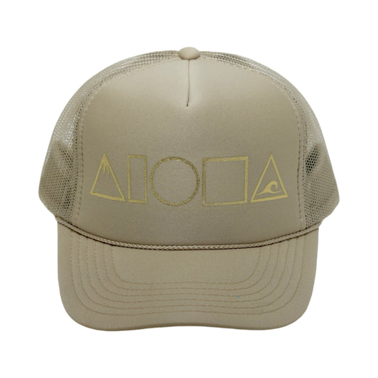 MAUKA TO MAKAI Tan/Gold Adult Trucker