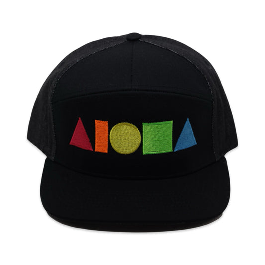 RAINBOW Black/Grey Denim 7 Panel Adult Snapback