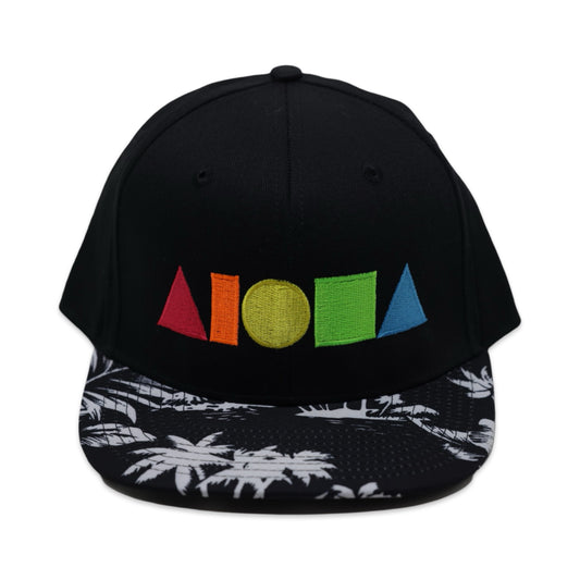 RAINBOW BLACK and White Palms Brim Adult Snapback