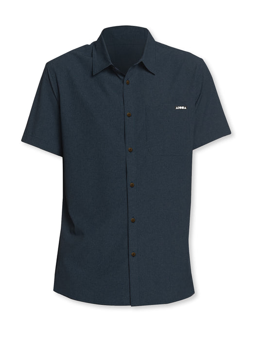 HORIZON Navy Short Sleeve Aloha Shirt