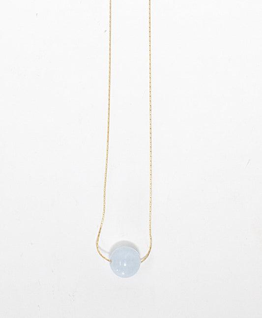 Aquamarine gemstone solitaire on 14 karat gold fill necklace handmade in Maui, Hawaii